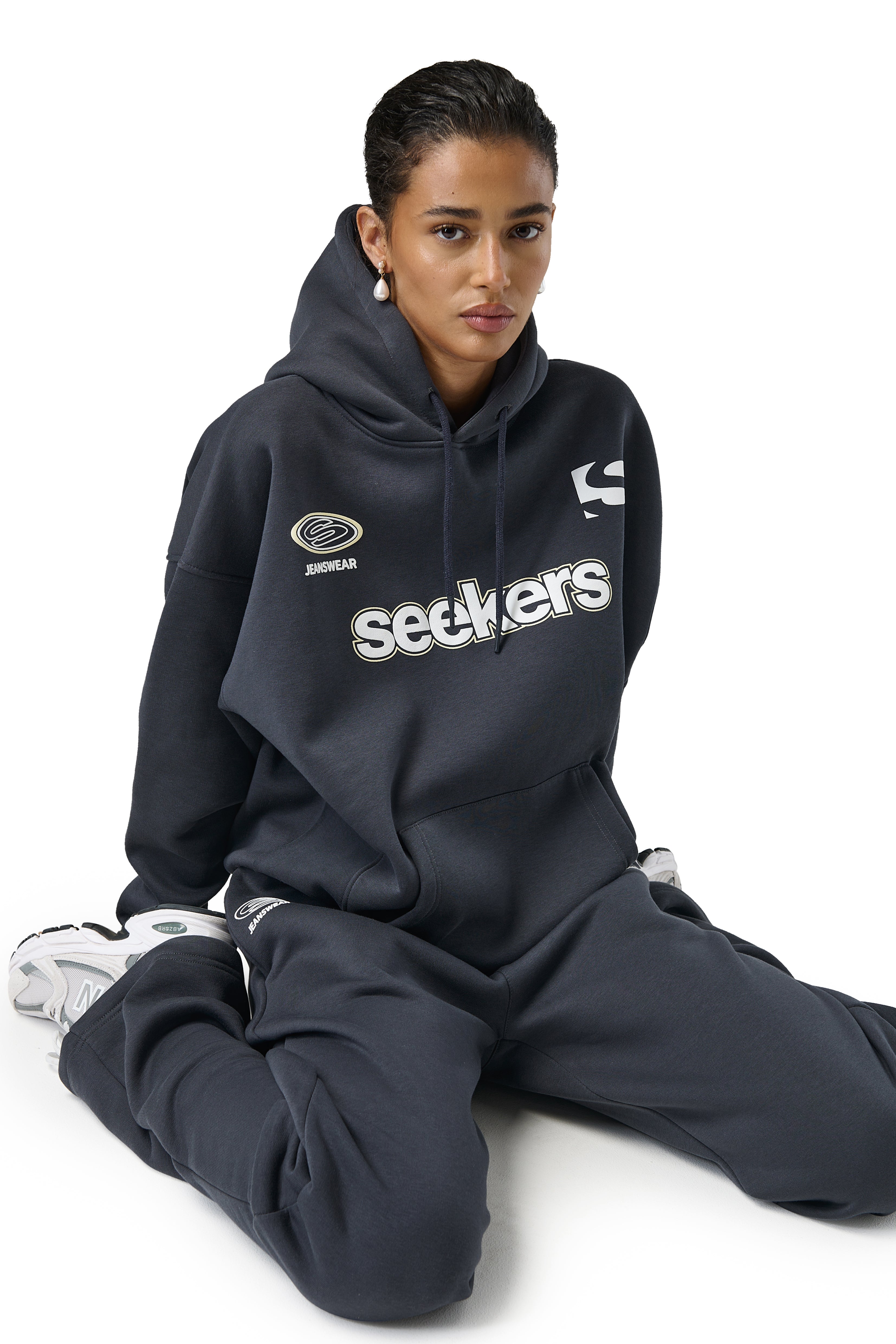 Model Iman is 5'8 and wears size S.